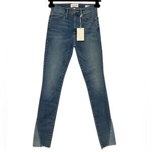 🆕 FRAME Le High Skinny Freebird Duo Triangle Gusset Raw Hem Jeans